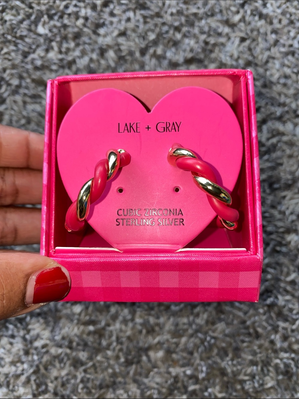 Pink and Gold Twisted Hoop Earrings